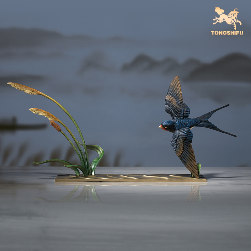 铜师傅《归燕》客厅桌面铜摆件 家居装饰工艺品