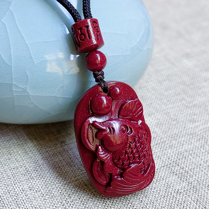 含辰砂工艺品高含量紫金砂小鱼吊坠男女款朱砂富贵鱼挂坠项链