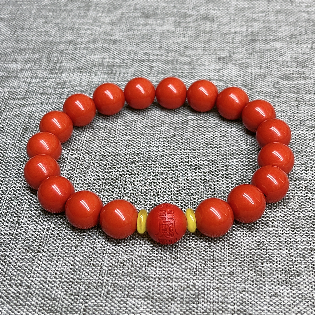 含辰砂工艺品高含量朱砂红砂文哲大将军手链女款 太岁手链