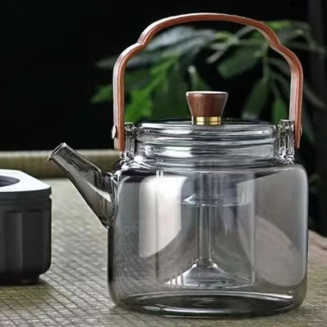 盛世提梁壶耐热玻璃 蒸泡煮三合一 1000毫升水墨色