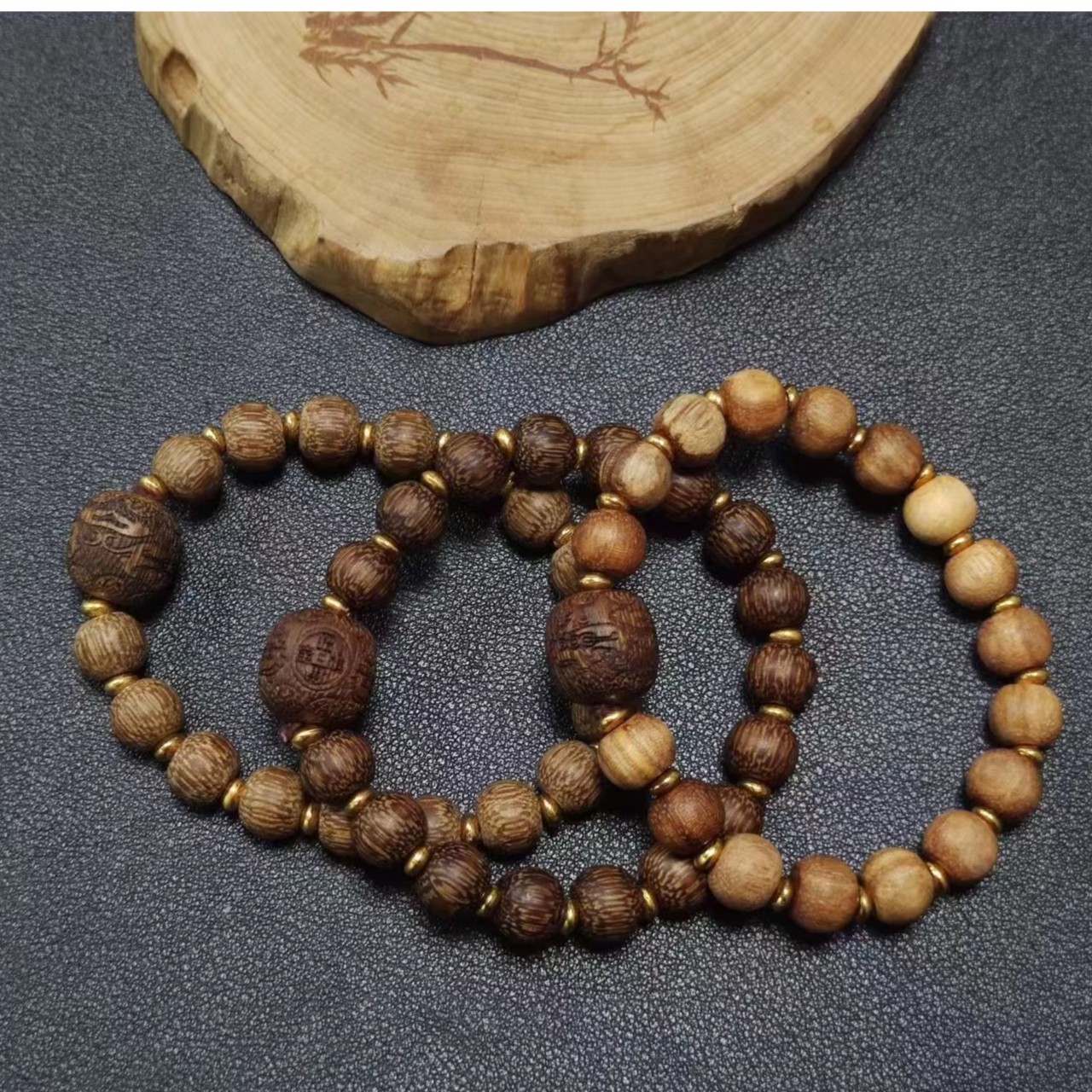 S6118天然越南金丝纹沉香手串-多样性发货只发一件-带证书-009