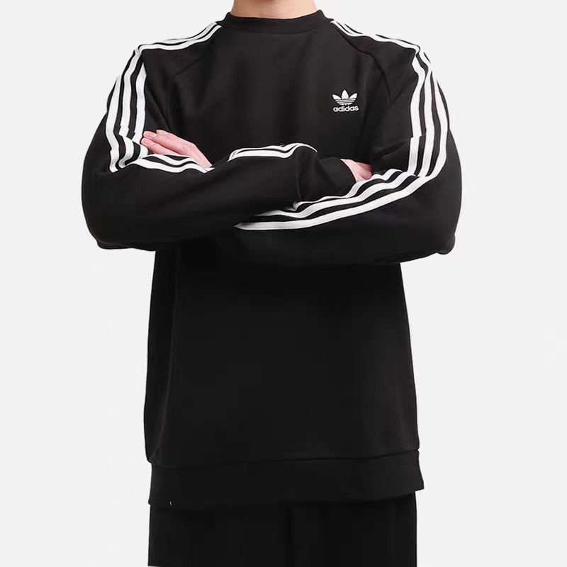 adidas/阿迪达斯三叶草3-stripes 圆领套头卫衣男女同款 GN3487