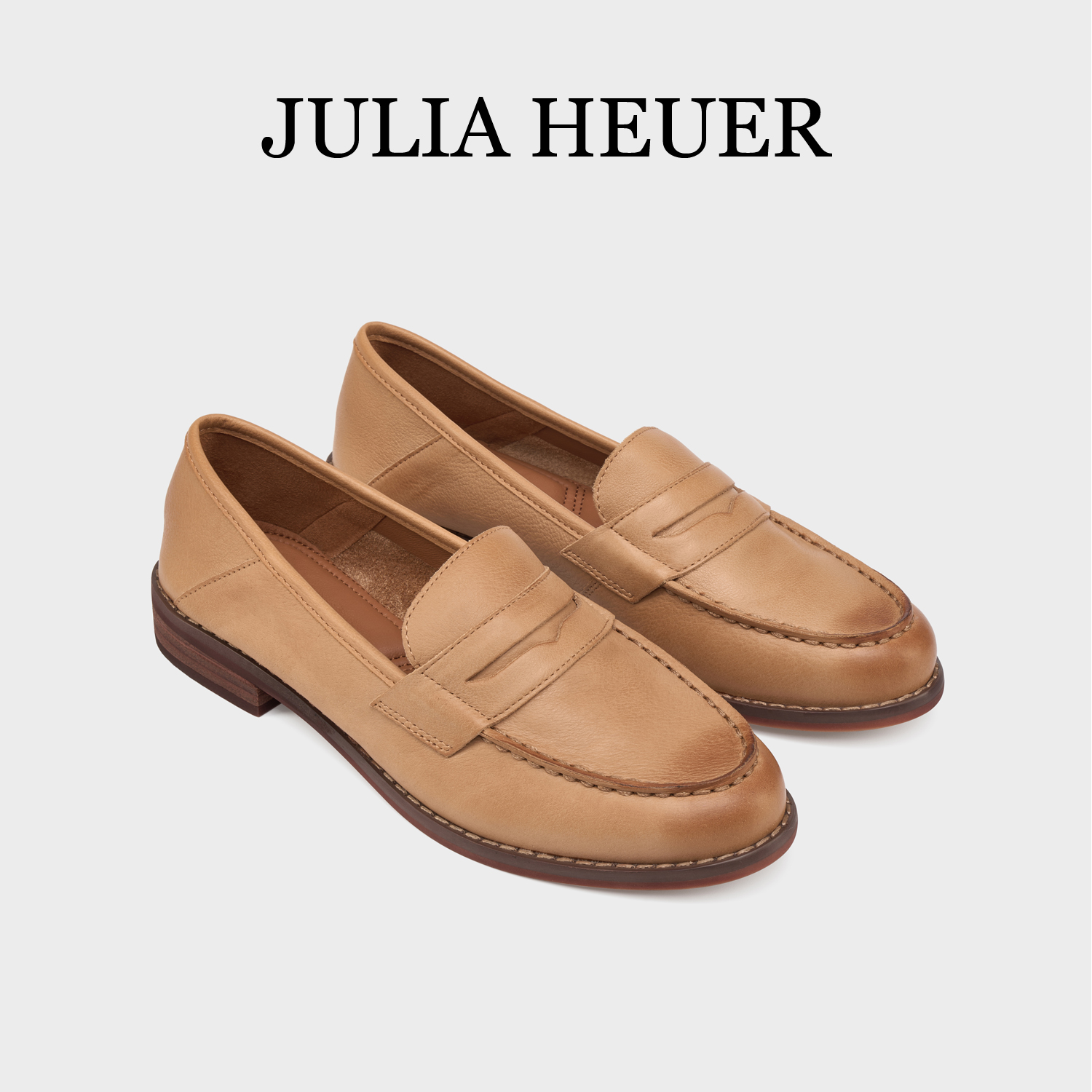 朱莉亚丨JULIA HEUER百搭女士时尚经典舒适牦牛皮圆头乐福鞋2163