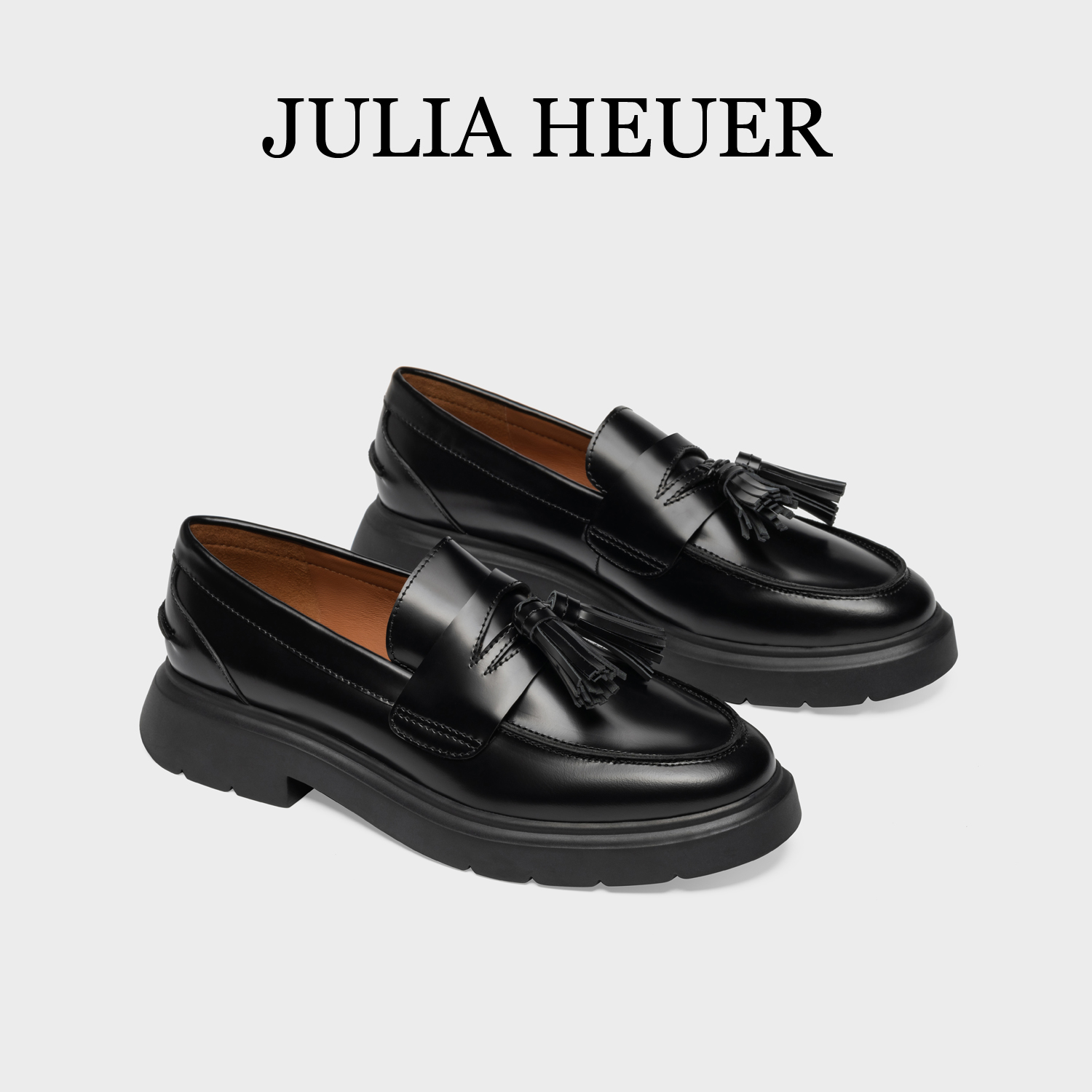 朱莉亚丨JULIA HEUER女士休闲百搭厚底开边珠流苏圆头乐福鞋2223
