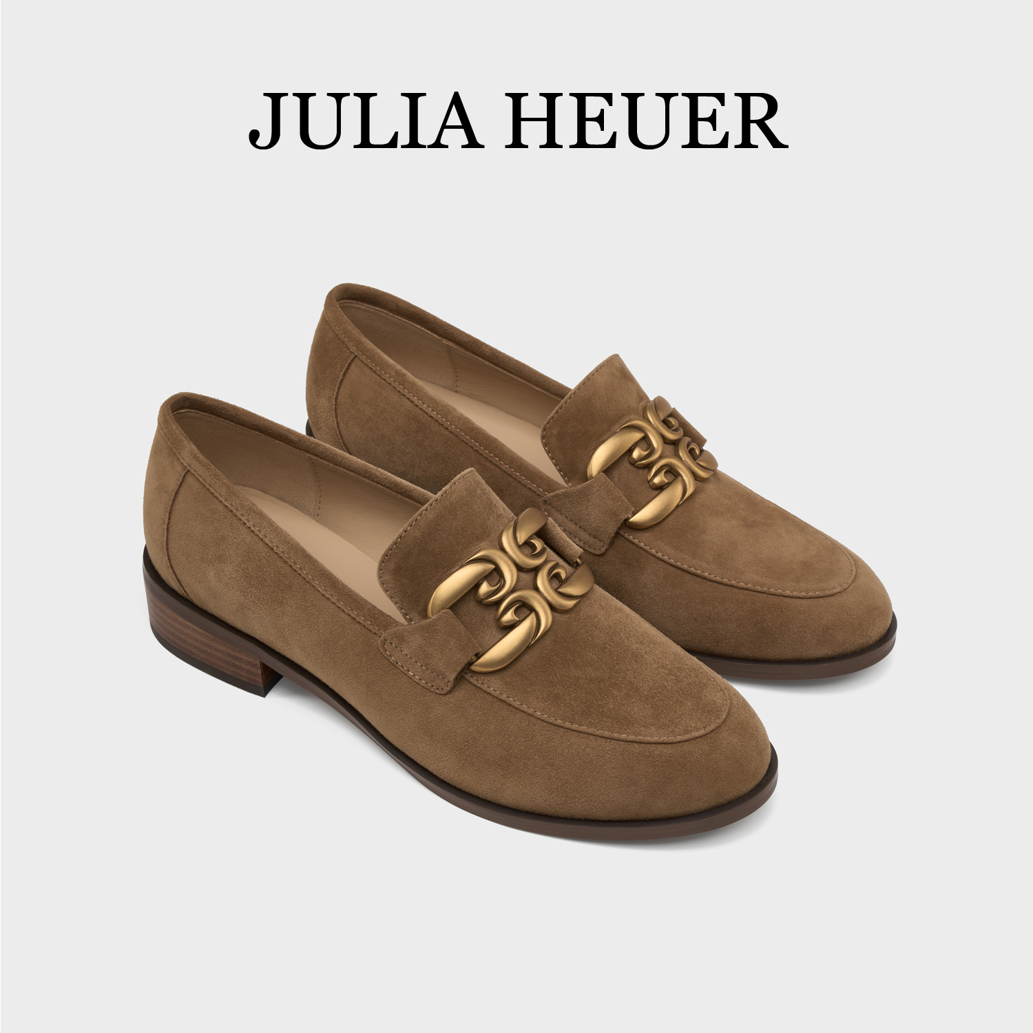 朱莉亚丨JULIA HEUER女士粗跟金属扣舒适百搭圆头乐福鞋24132