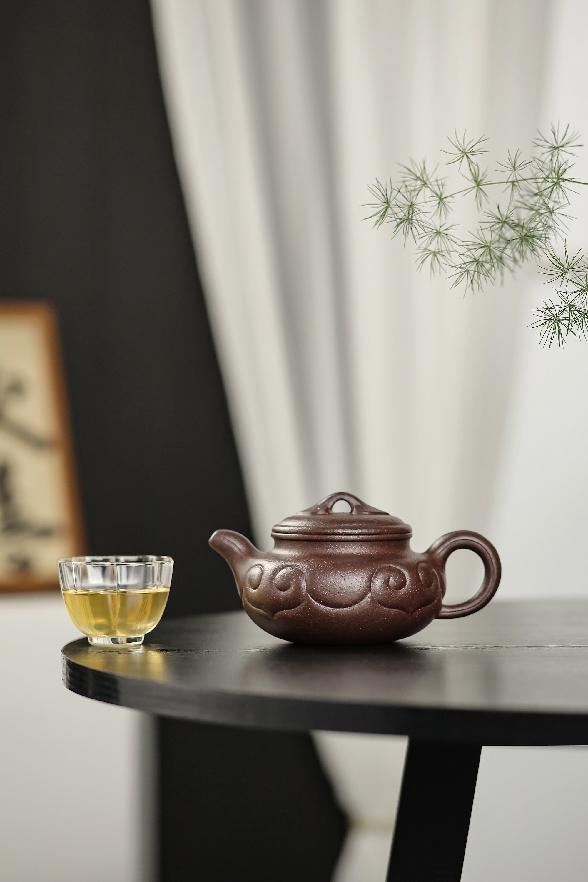 半手工粗砂老紫泥如意仿古紫砂壶300CC 国工蒋瑜