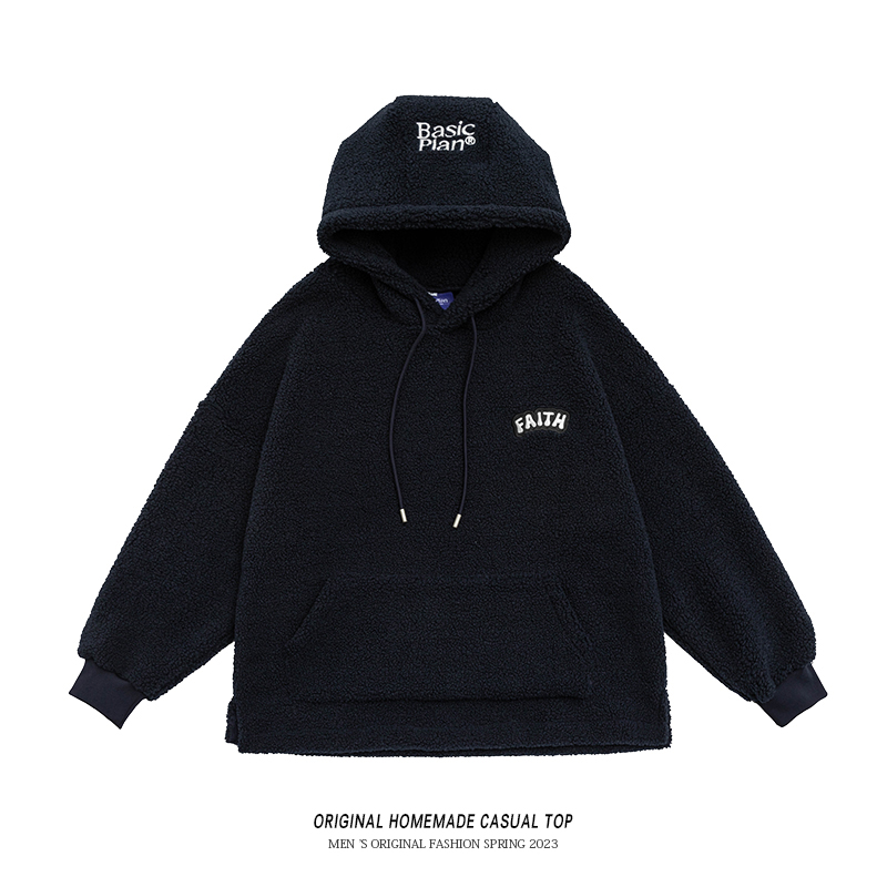 WTEB潮牌复古羊羔毛棉衣秋冬情侣宽松加厚套头衫保暖百搭休闲棉服