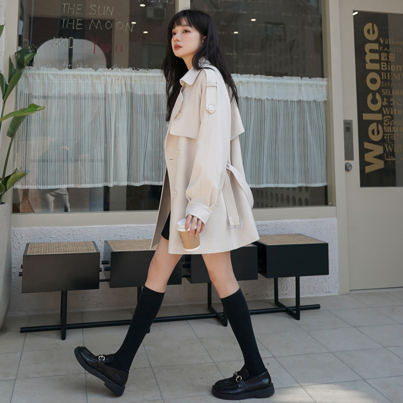 风衣女中长款小个子2023年新款春秋韩版宽松垂感高端大气白色外套