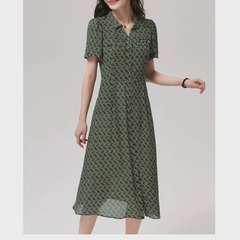 【F325】GK夏季新款印花国风复古气质新中式重磅百搭连衣裙