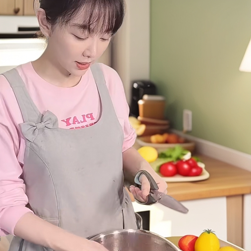 姜妍同款灰色蝴蝶结围裙防水成人罩衣工作服做饭家务清洁