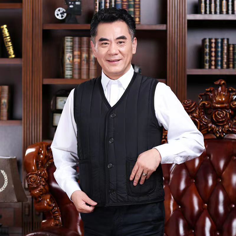 中老年马甲保暖爸爸背心内胆加绒加厚暖背内穿外穿简约时尚马甲