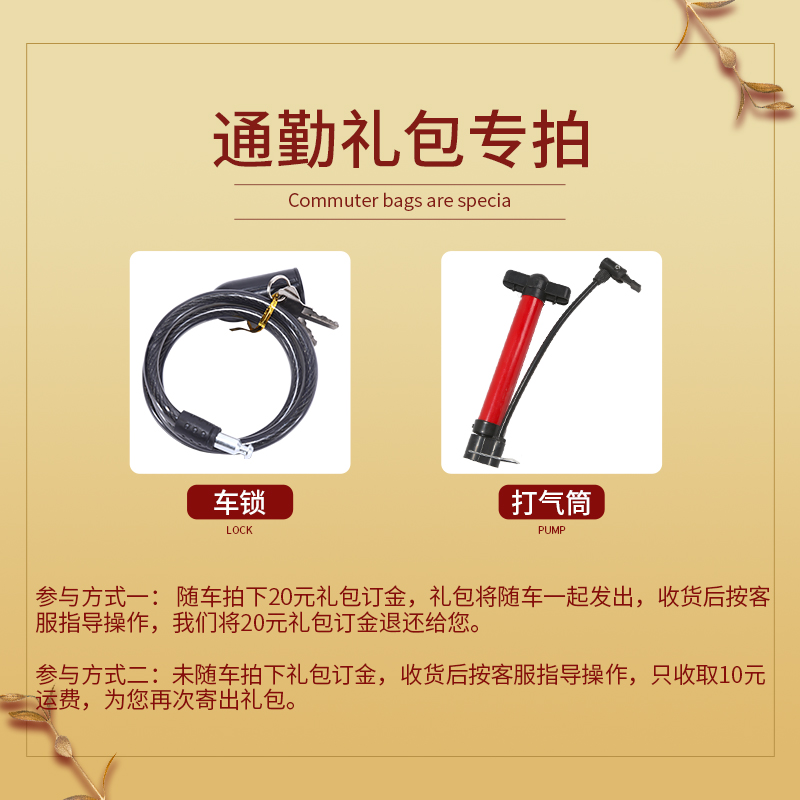 通勤自行车礼包【车锁+打气筒】（随车拍下，单拍礼包不发）