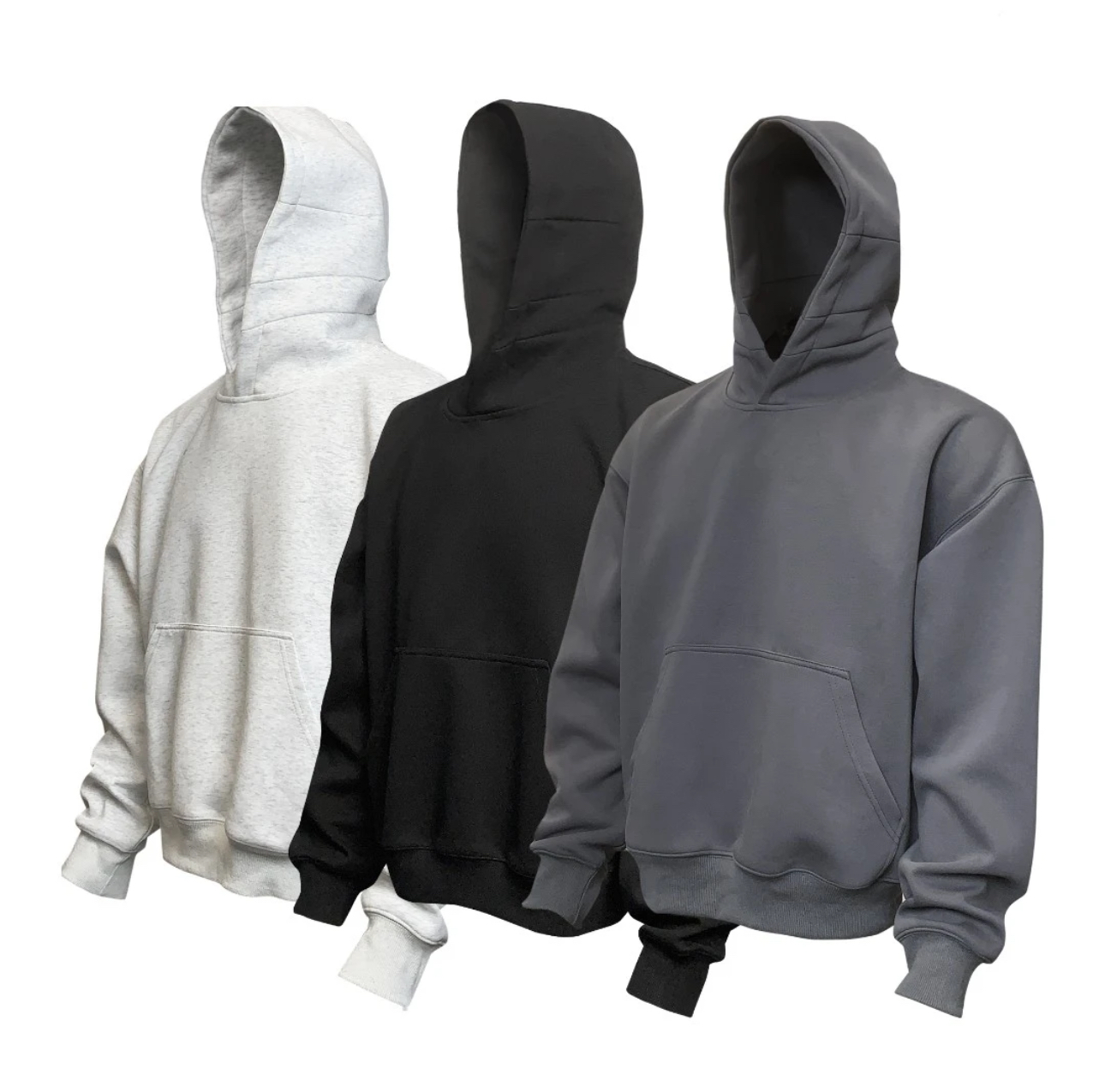 500克重磅超短款连帽卫衣纯色boxy美式情侣秋冬保暖帽衫卫衣男女