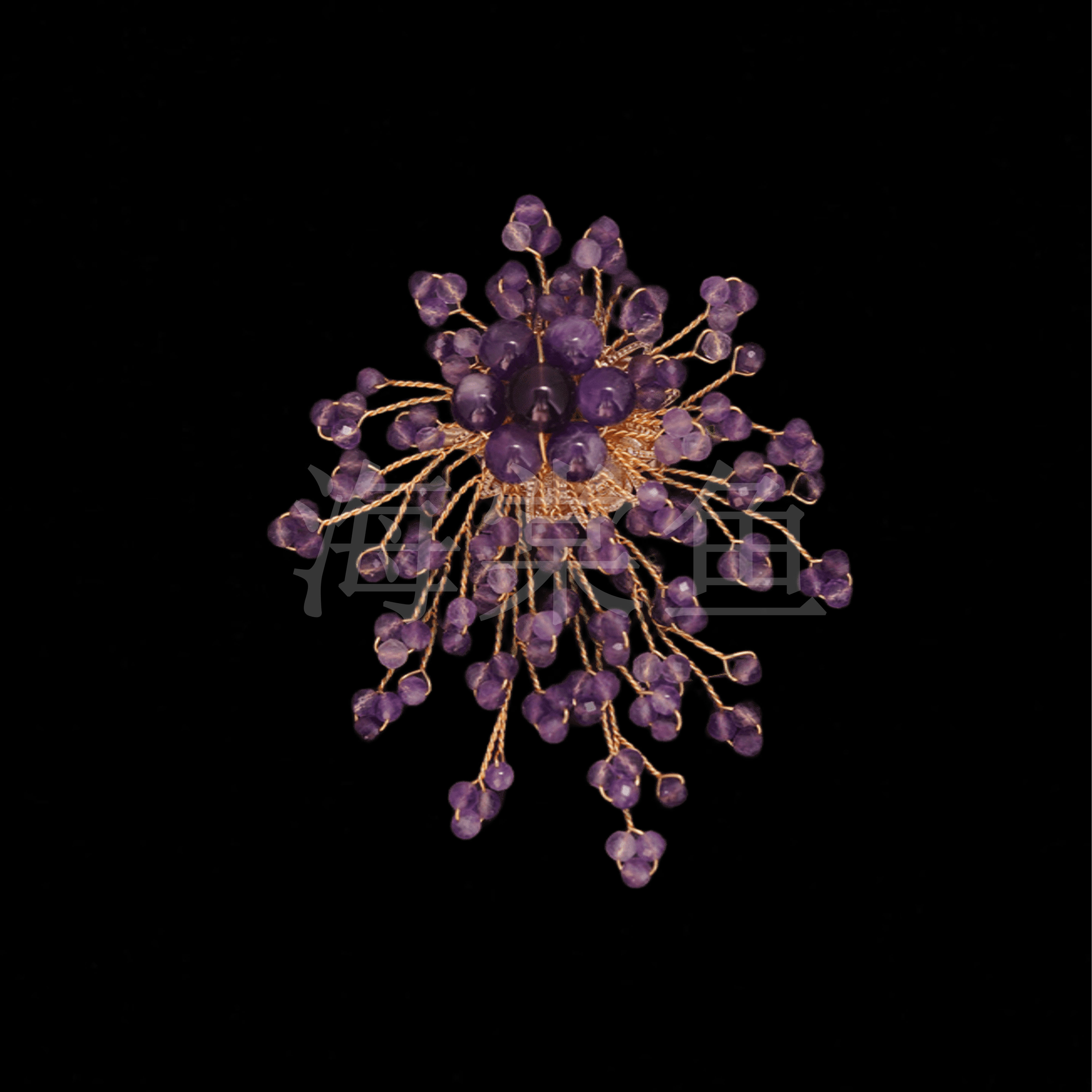 铜合金石英石胸针 HY1808【花神系列】漫天紫韵胸针