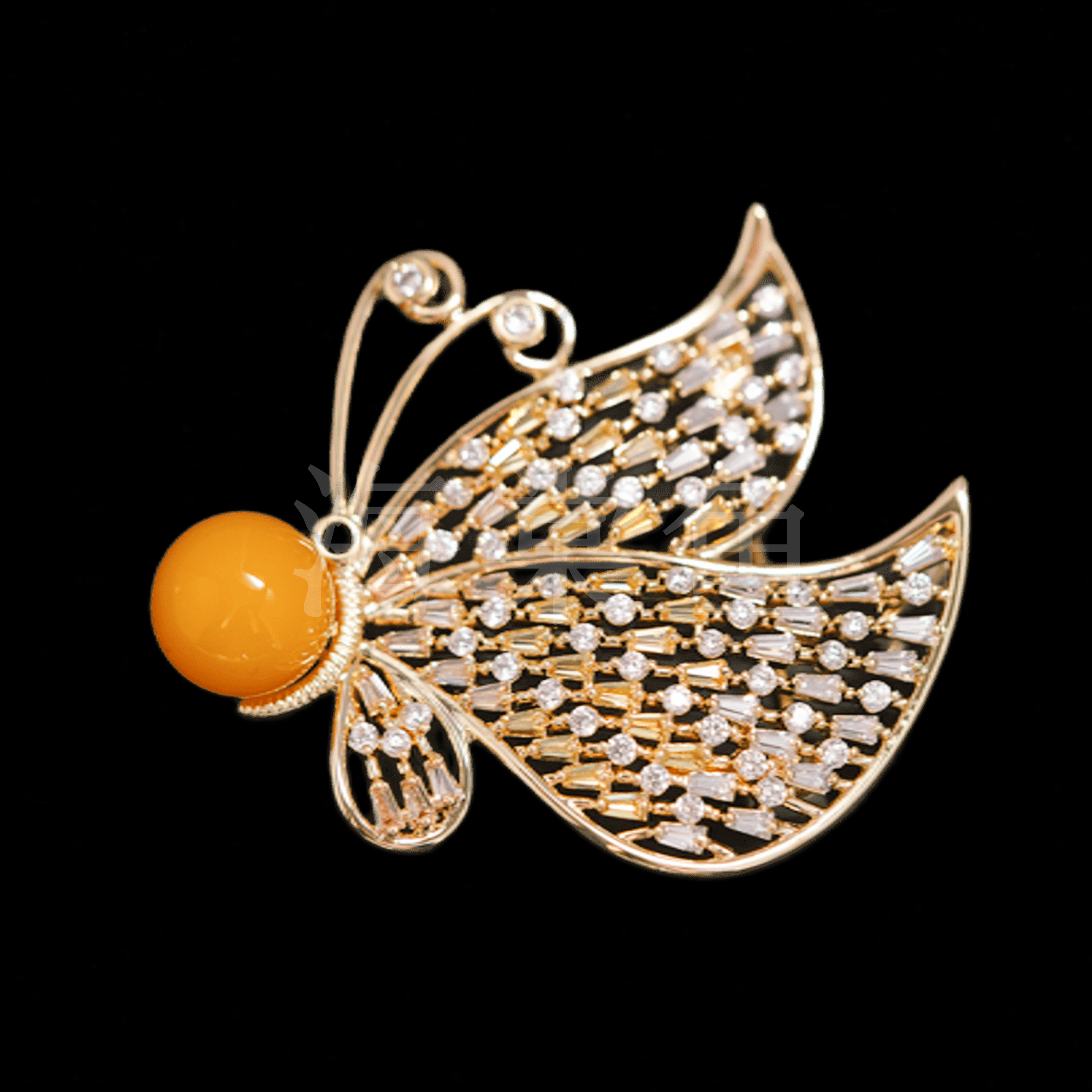 铜合金合成锆石胸针 HY1371精致白蝶之蜜胸针