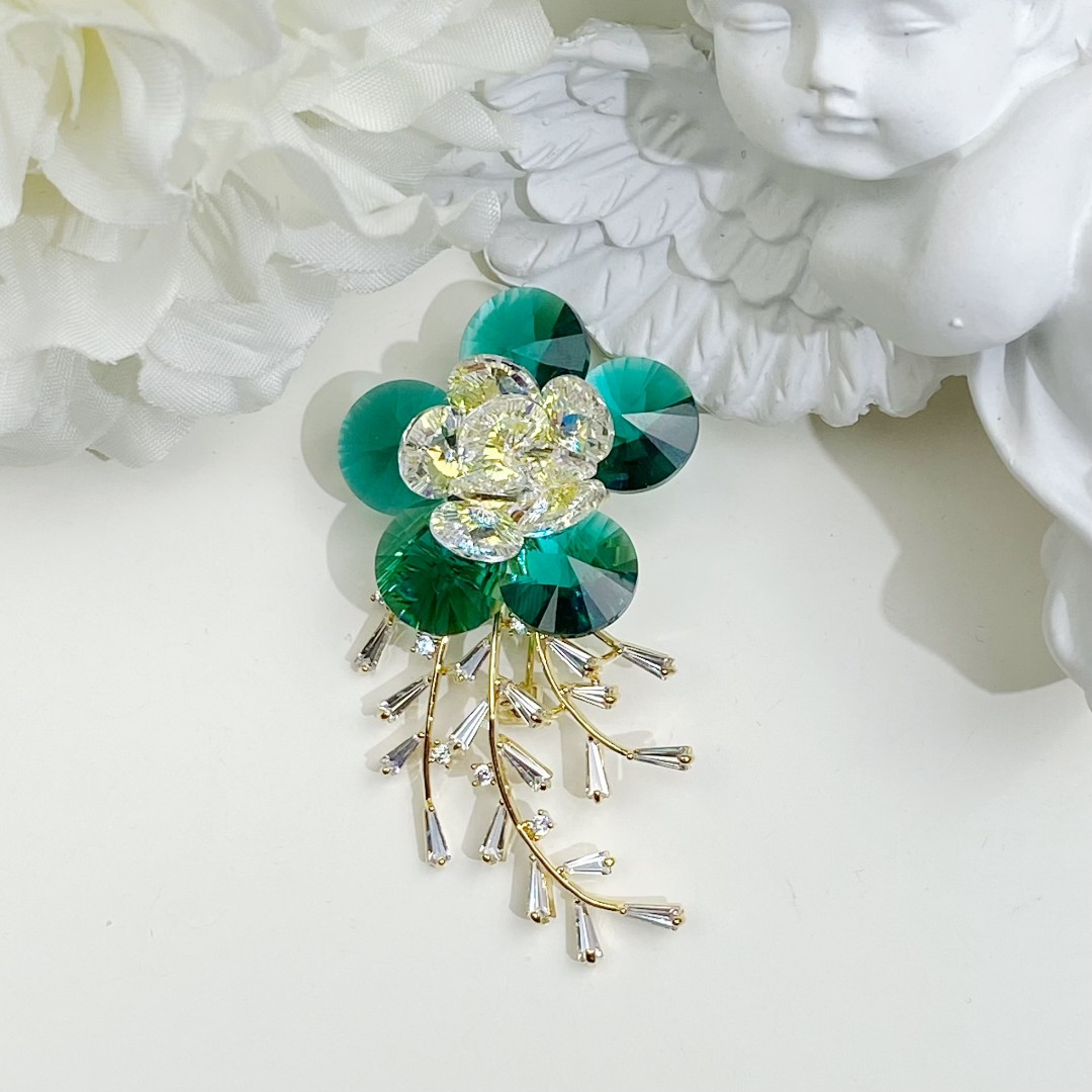 铜合金仿水晶胸针 GD650【施】天空之境《绿》胸针