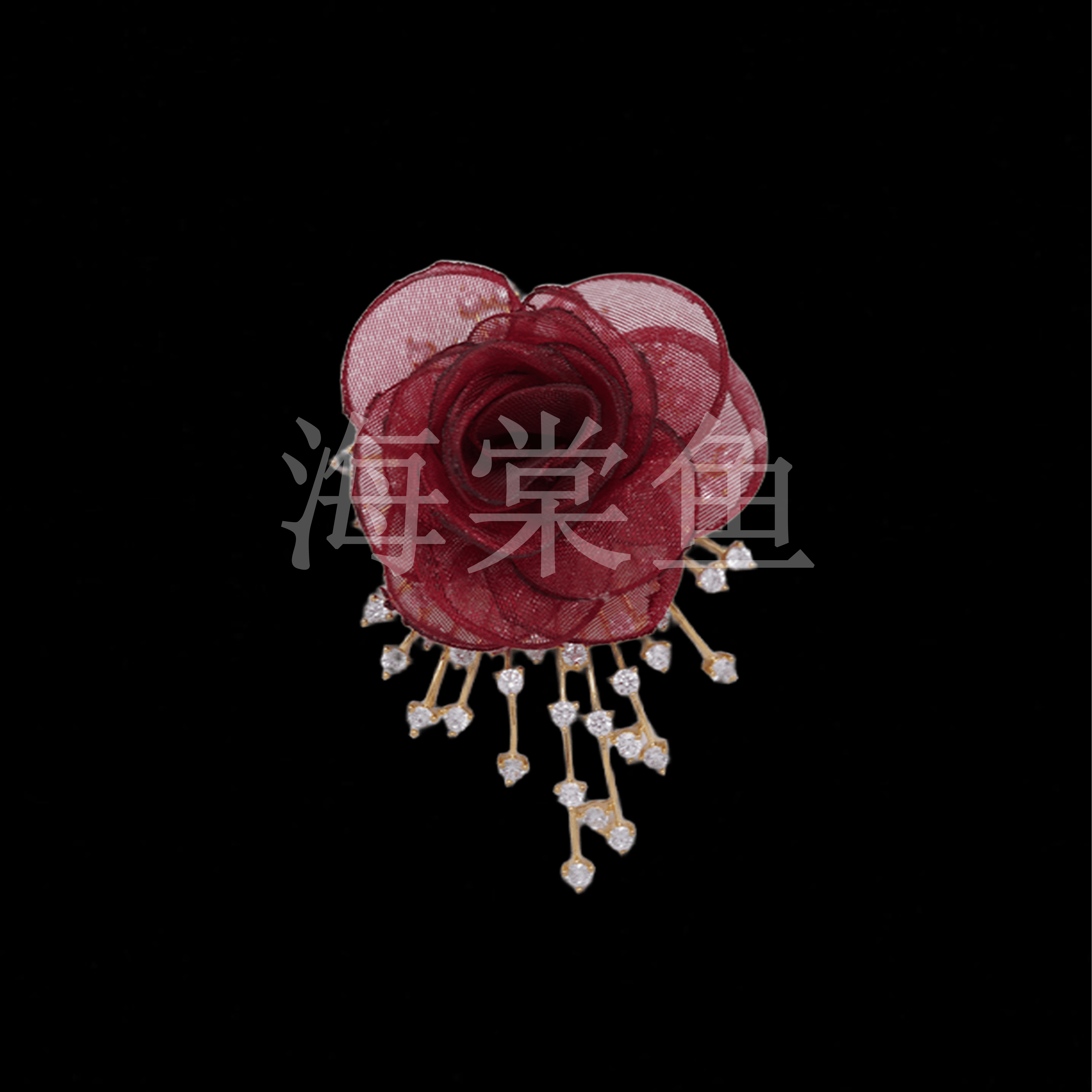 铜合金布艺胸针 HY1723布艺红星河璀璨胸针