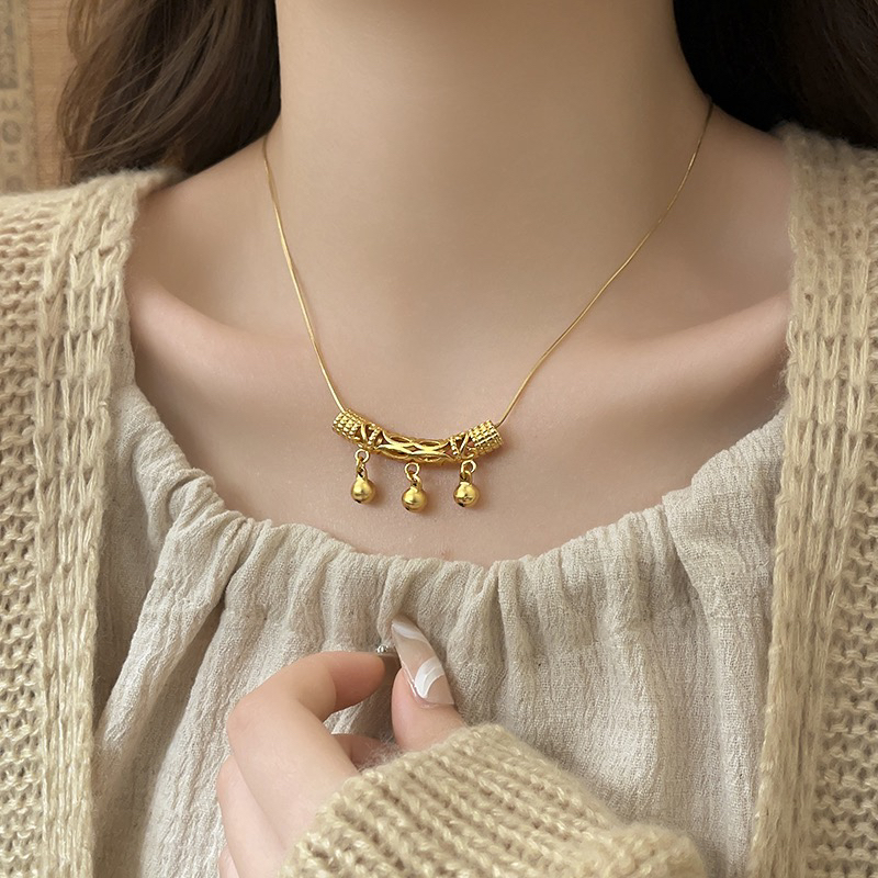 非金属项链 蛇骨链弯管铃铛钛钢项链古风