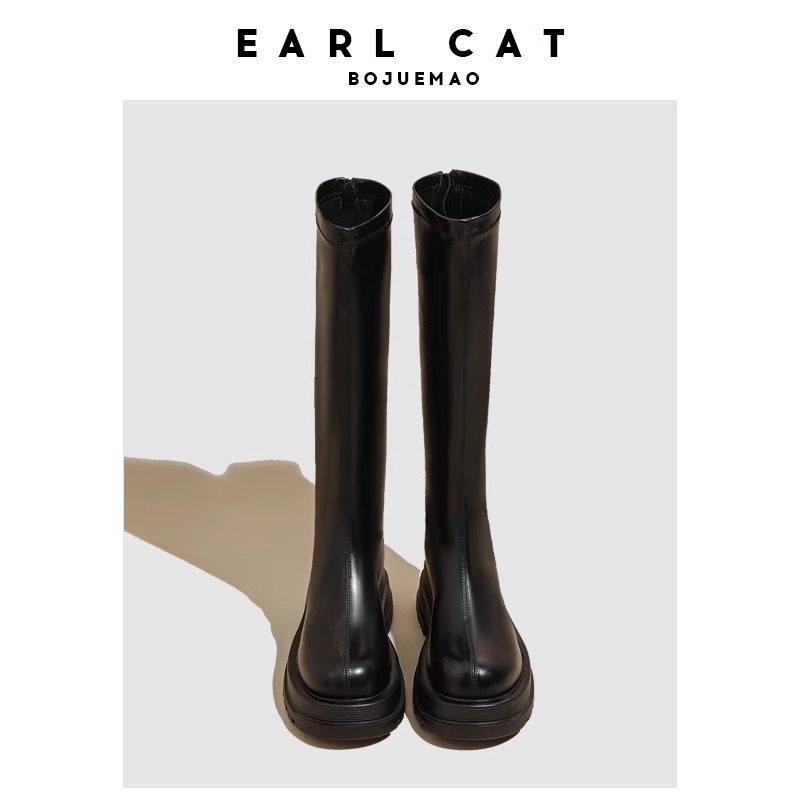 伯爵猫长靴女秋冬新款洋气流行长筒靴厚底增高穿搭骑士靴长筒靴