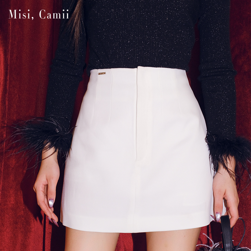Misi,Camii秋冬轻奢小众百搭A型超高腰短款西装裙裤时尚