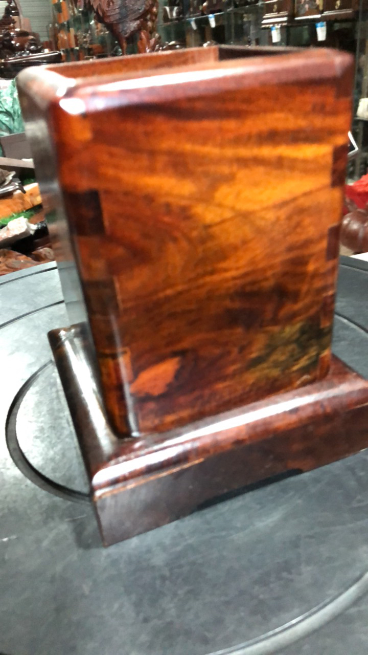 大红酸枝木笔筒高15