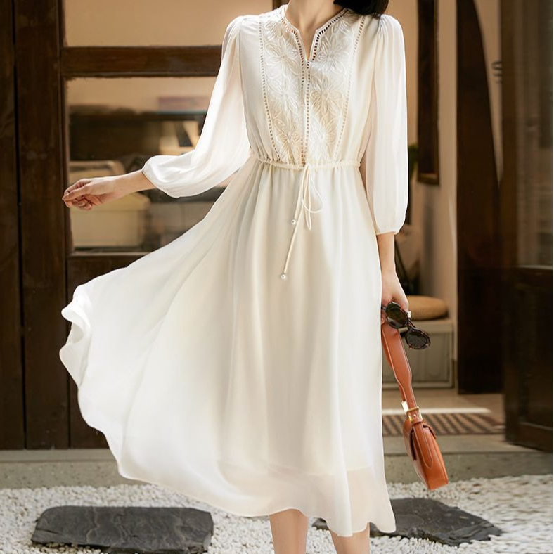 桑蚕丝宽松气质连衣裙直播（非图片款，勿下单 需到直播间拍）