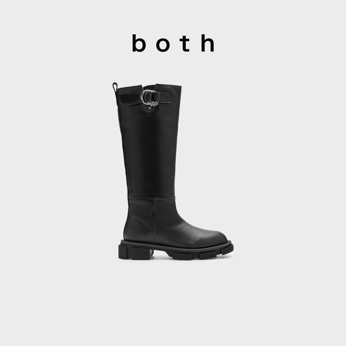 bothgao系列秋冬金属扣牛皮革时装烟管靴长筒骑士靴女鞋