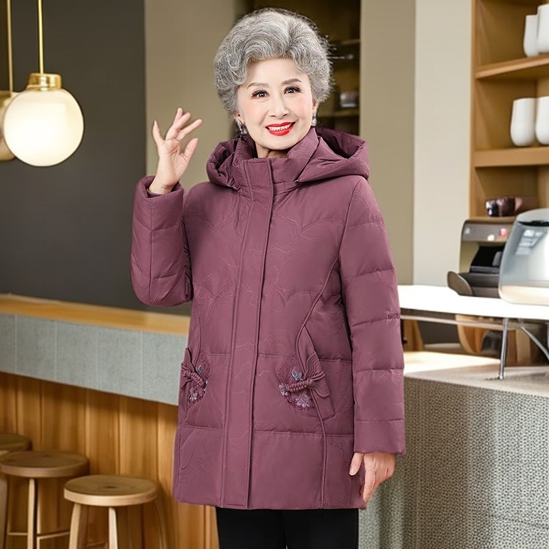 恒源祥集团彩羊2025中长款冬羽绒服中老年妈妈装加厚保暖奶奶外套