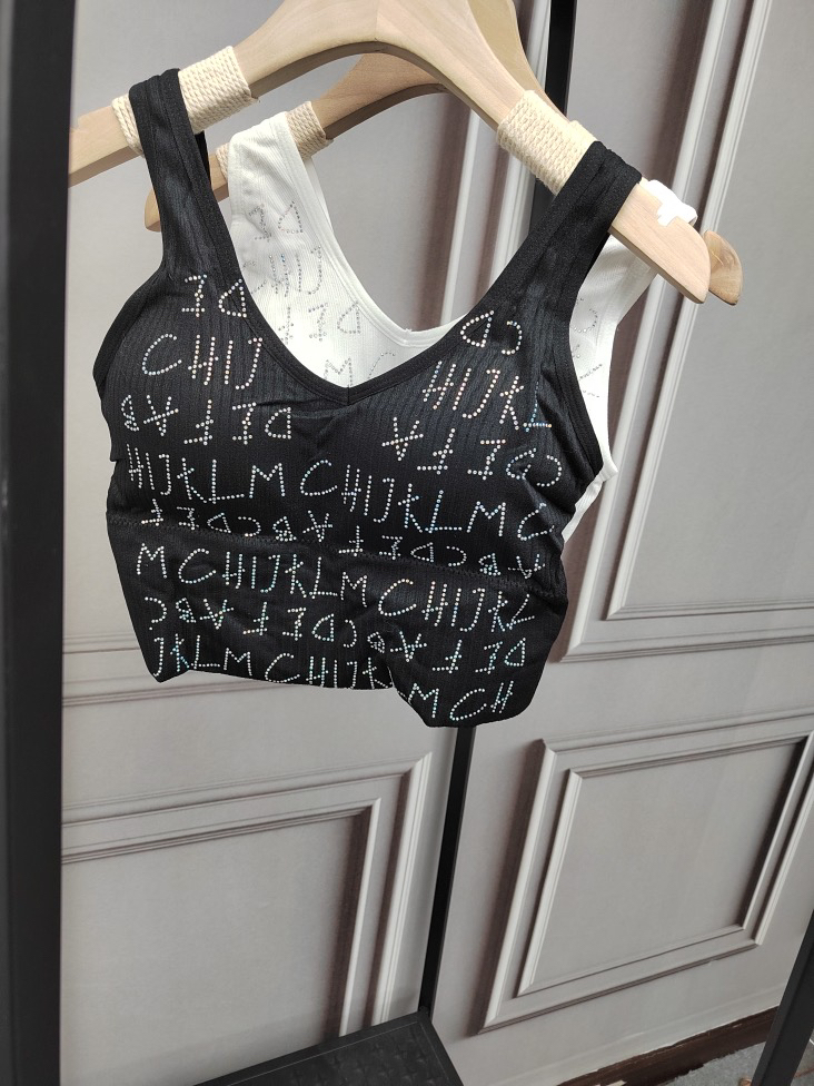 欧货女装潮牌重工字母烫钻背心