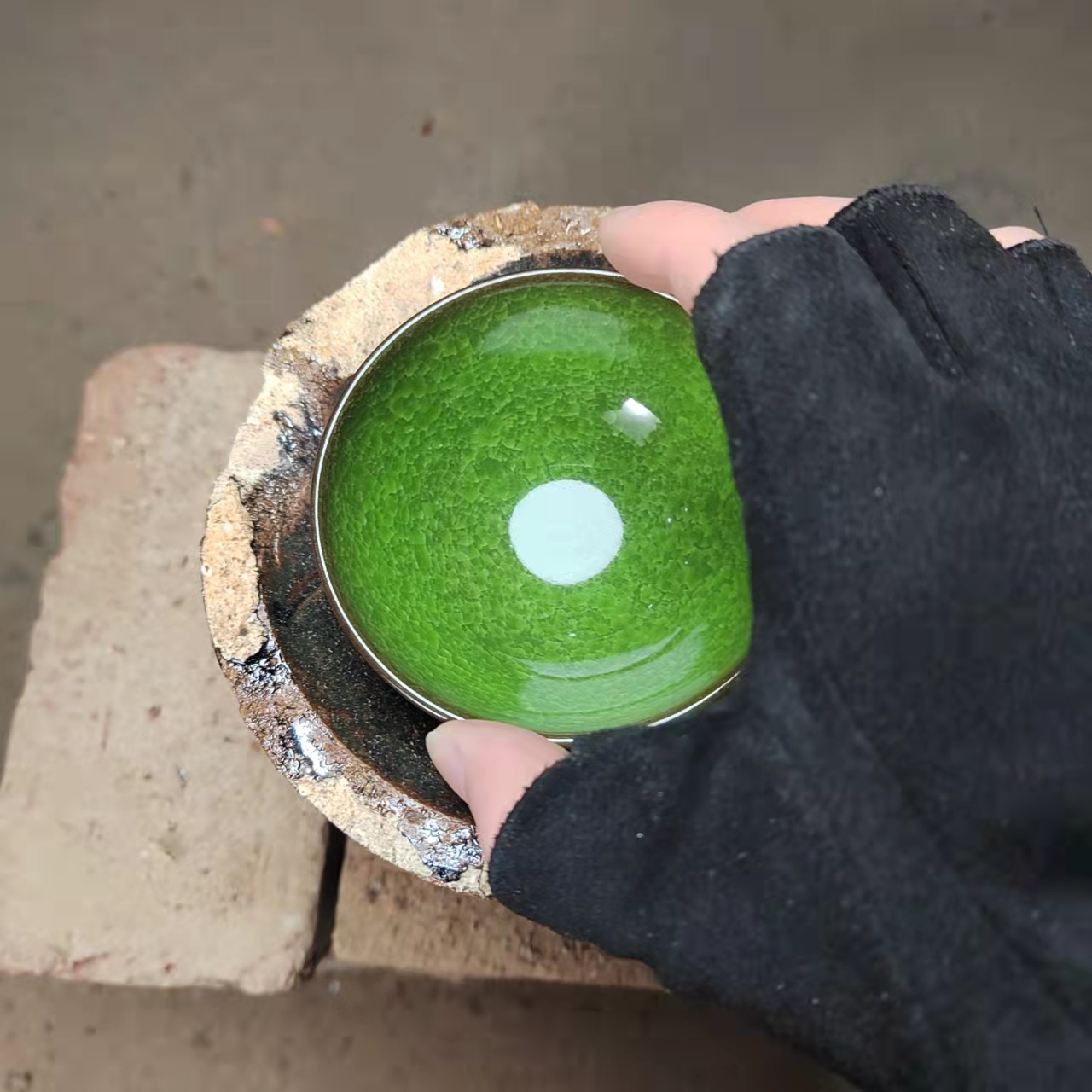 【闪购商品】  瓷茶盏  绿冰裂（配礼盒 配证书）