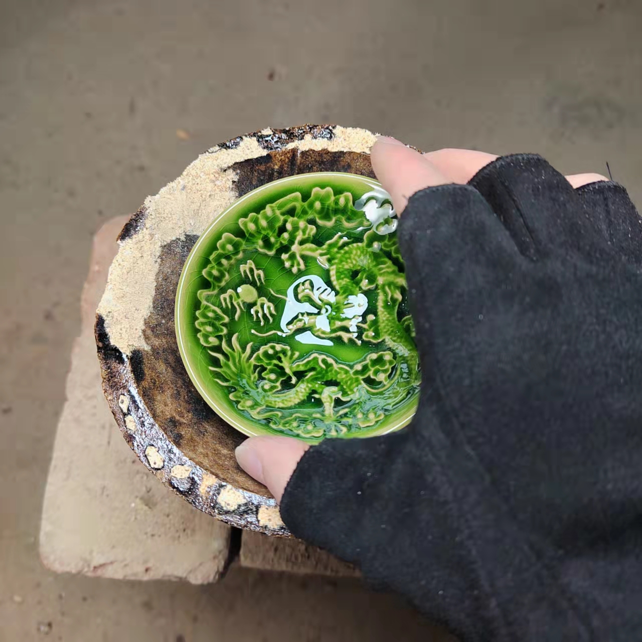 【闪购商品】 瓷茶盏  青龙戏珠（配礼盒 配证书）