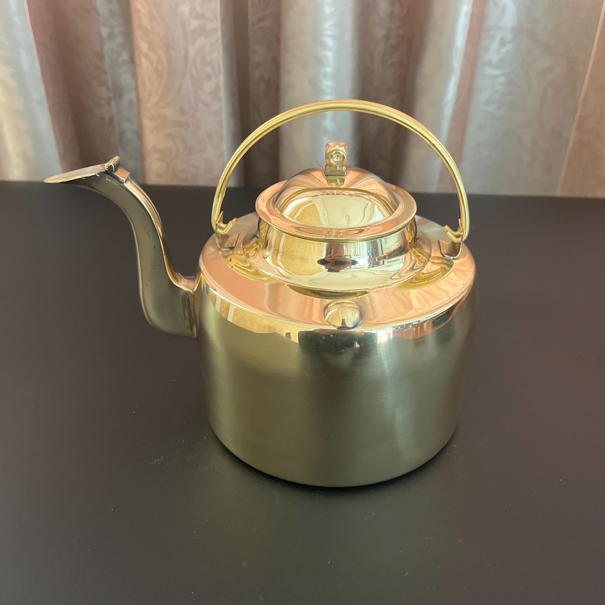 纯黄铜抛光平嘴茶叶壶茶壶烧水壶