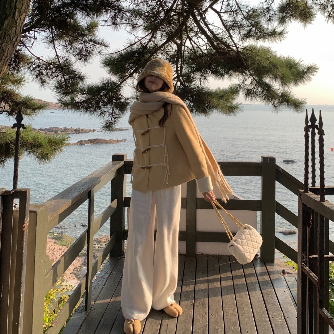 SourceWithU 柔软小羊驼 温柔奶酪质地长腿直筒宽松针织裤拖地裤