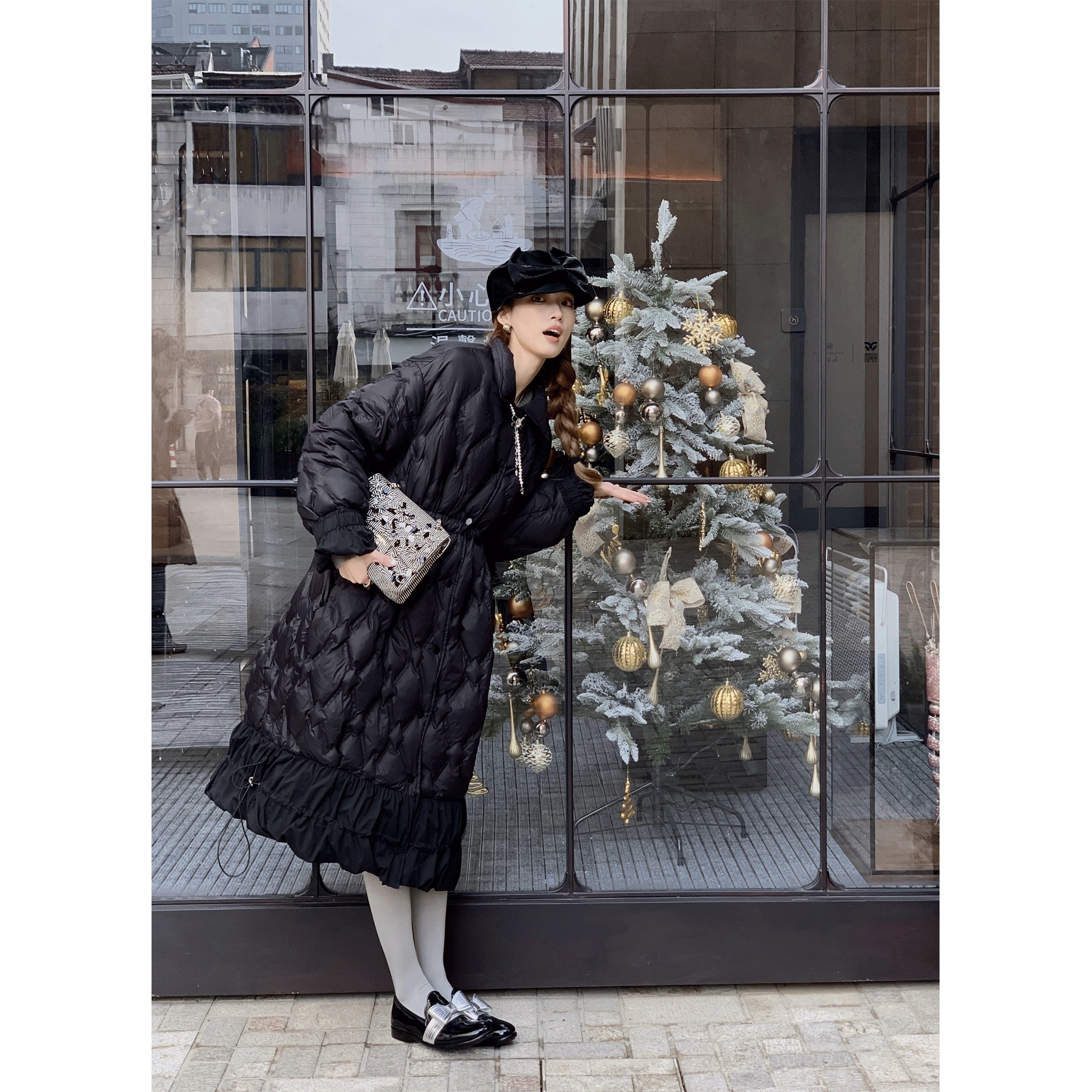 SourceWithU 巴黎雪夜 2色收腰内外两穿羽绒服保暖厚实宽松外套女