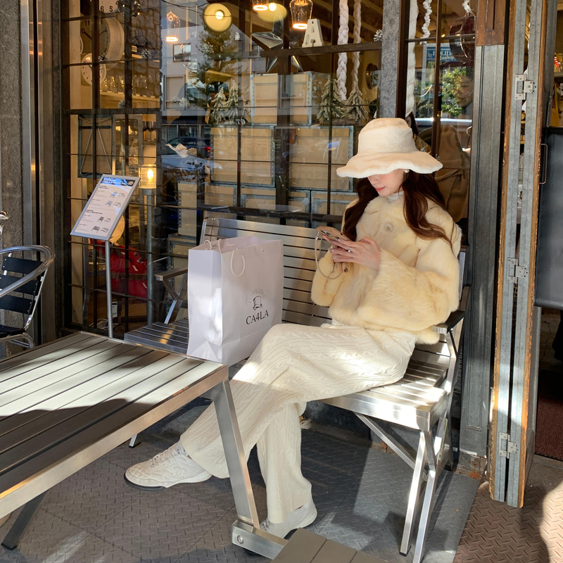 SourceWithU 12.9代官山100家兔毛绝美雷克斯家兔毛外套毛毛上衣