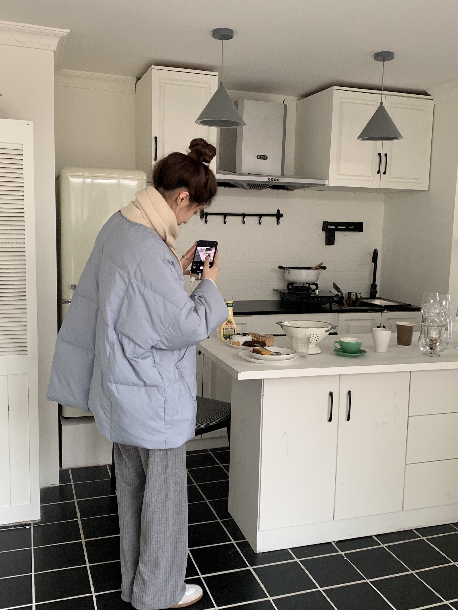 SourceWithU 裹上就能出门 绝美婴儿蓝宽松休闲服外套