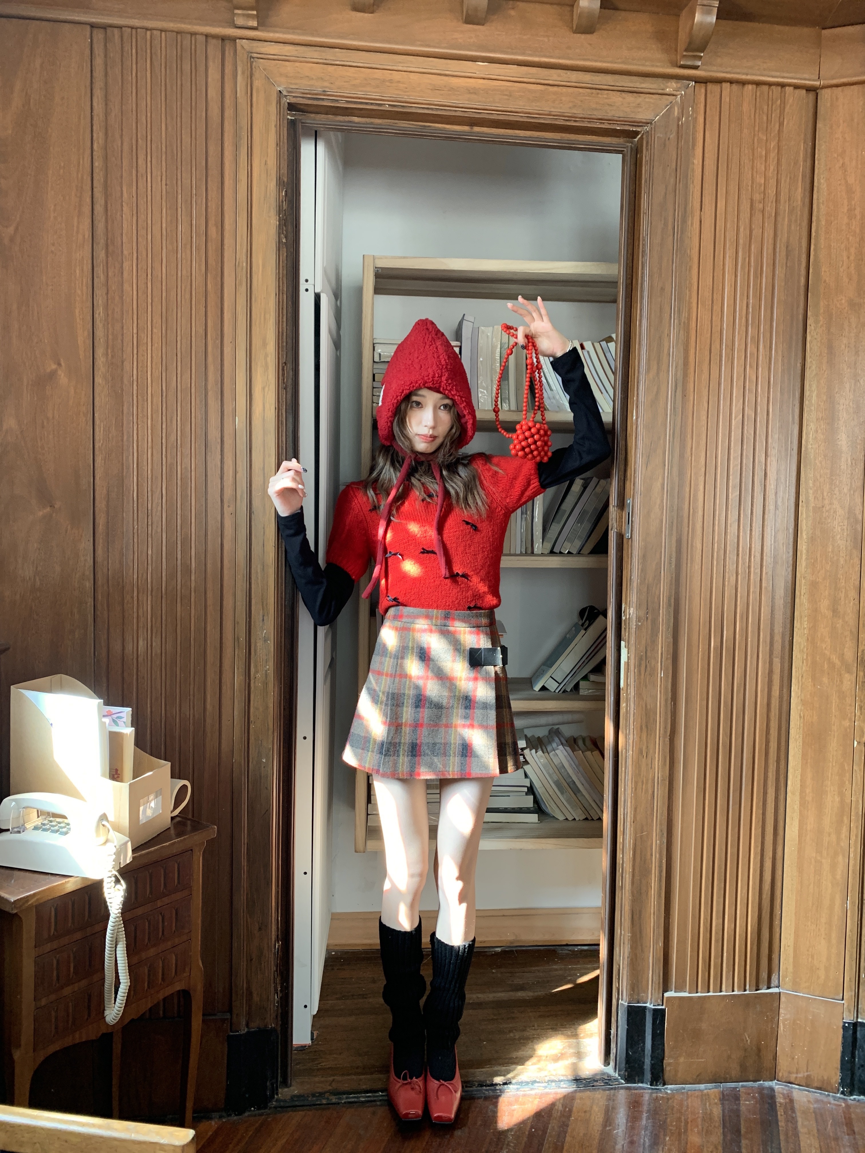 SourceWithU sa12.9 鲁道夫 50羊毛节日氛围格纹毛呢百褶裙