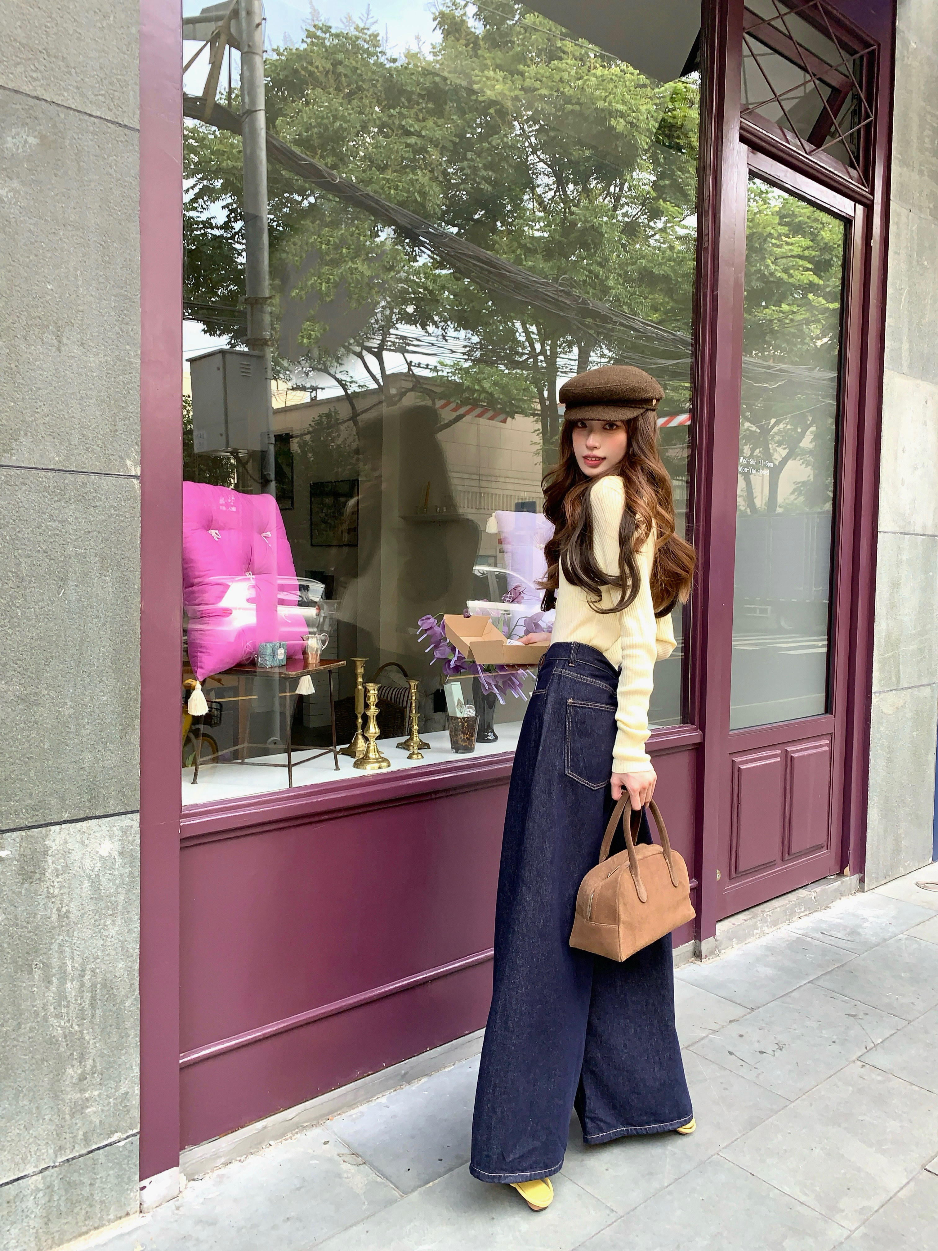 SourceWithU 9.5 24aw 卢塞恩游记 敲正版型深色阔腿牛仔裤