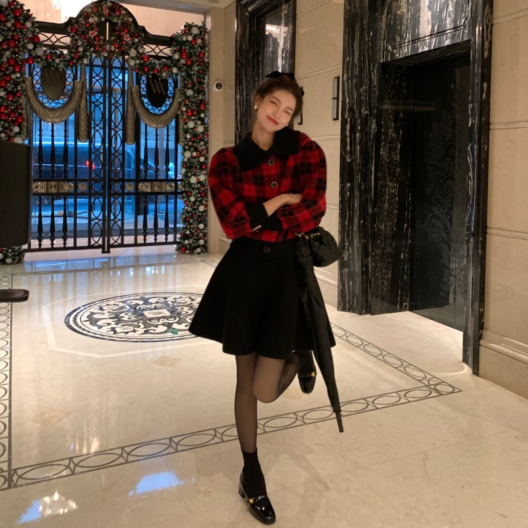 SourceWithU 王炸A字裙 百万裁3D裙摆甜美黑色百搭a字半身裙短裙