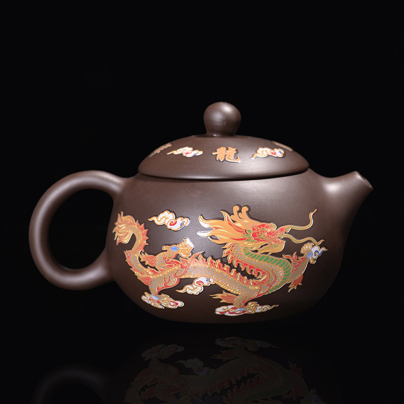 紫砂壶变色龙凤壶凤鸣壶西施壶爆款精品中式遇水变色简约商品图