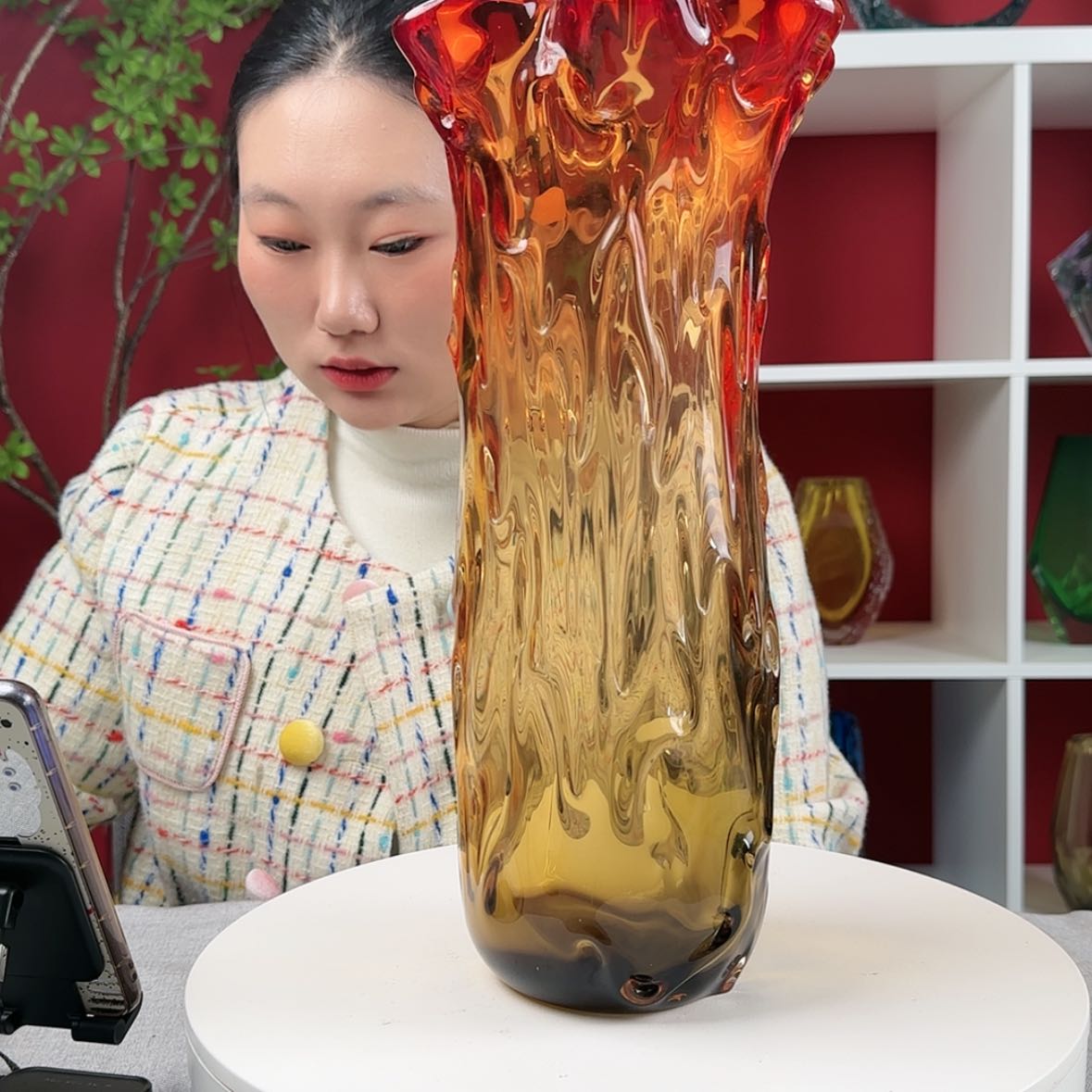 【闪购商品】玻璃茶宠用****5微瑕琉璃花瓶