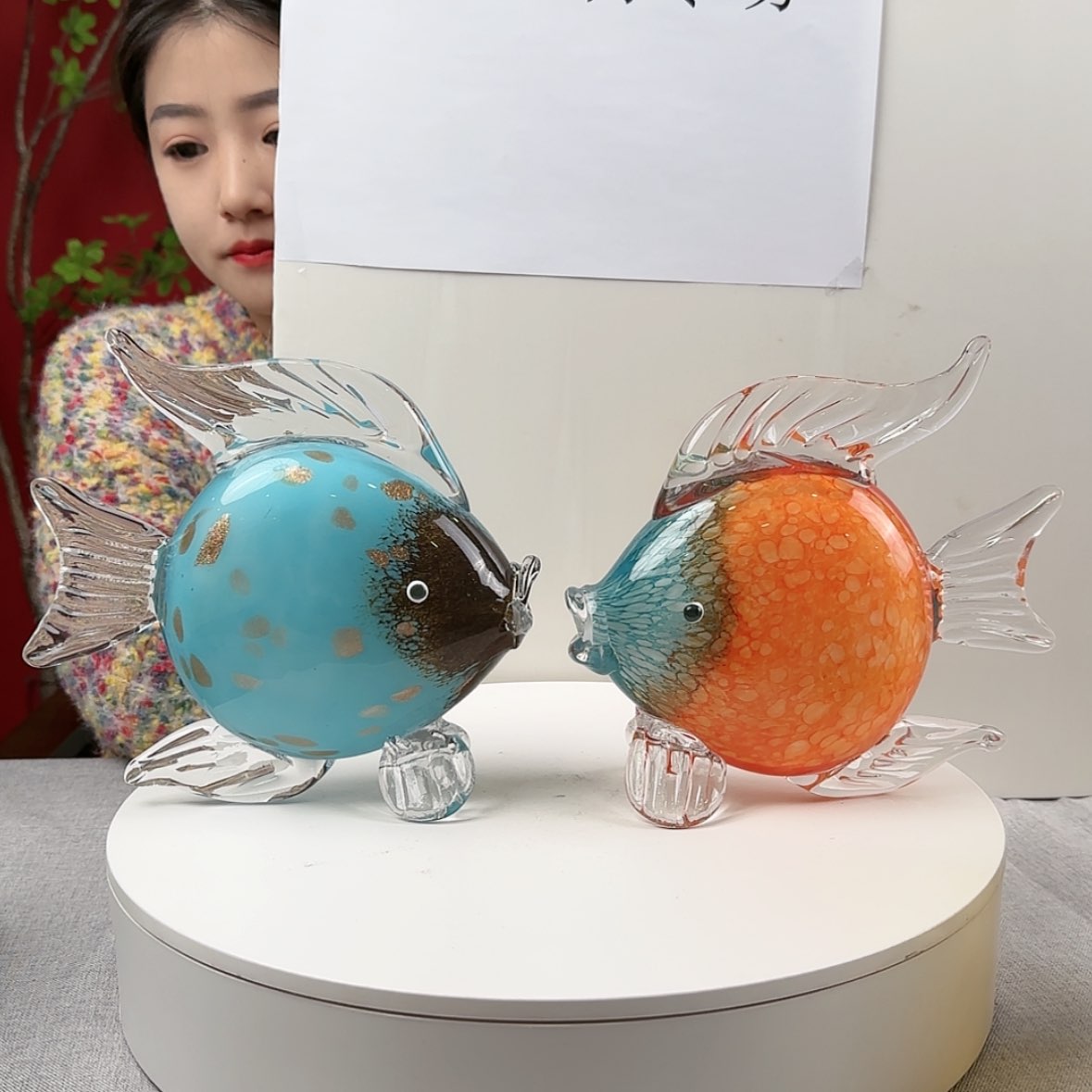 【闪购商品】玻璃茶宠悠**合琉璃摆件一对