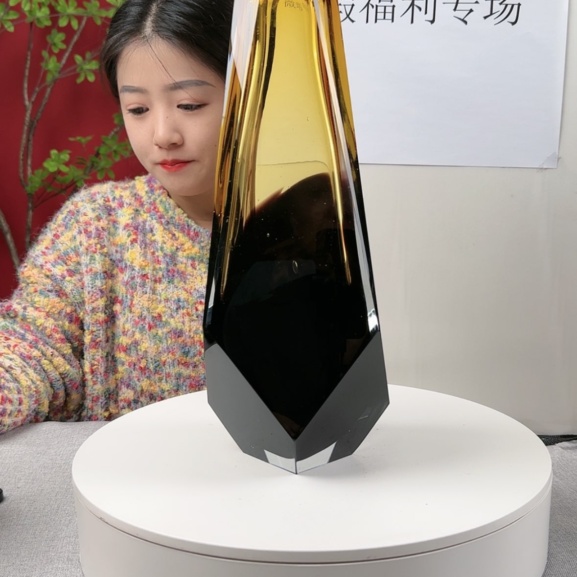 【闪购商品】玻璃茶宠大*猫琉璃花瓶（气泡）