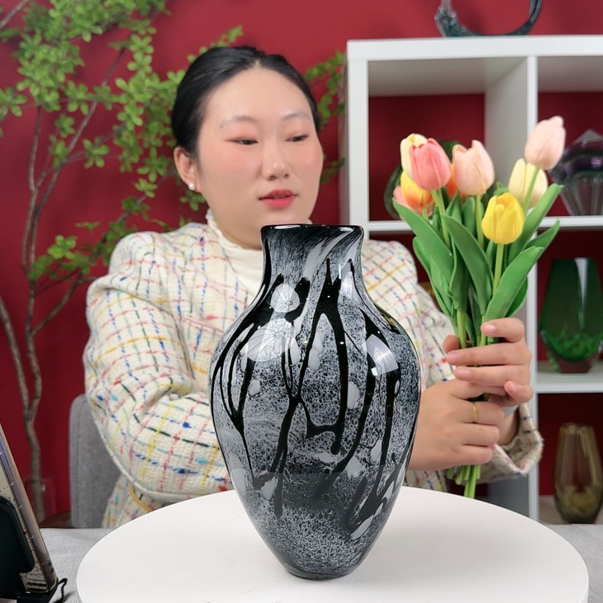 【闪购商品】玻璃茶宠彼*花琉璃花瓶微瑕
