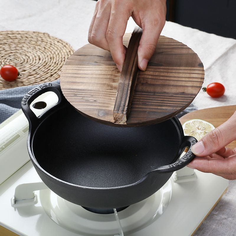 （马嫂专属）铸铁元宝锅加厚小钢炮炖锅汤锅家用炒锅炸锅不粘平底锅