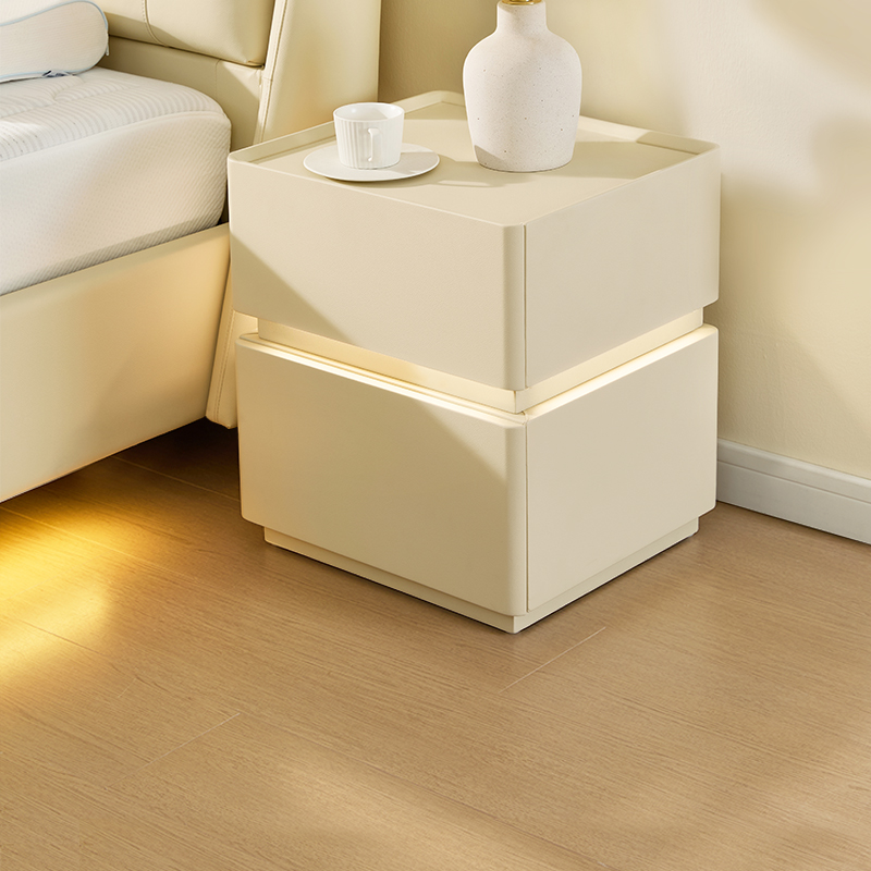 梦百合辰光实木床头柜简约现代小型轻奢高级感奶油卧室家用床头柜