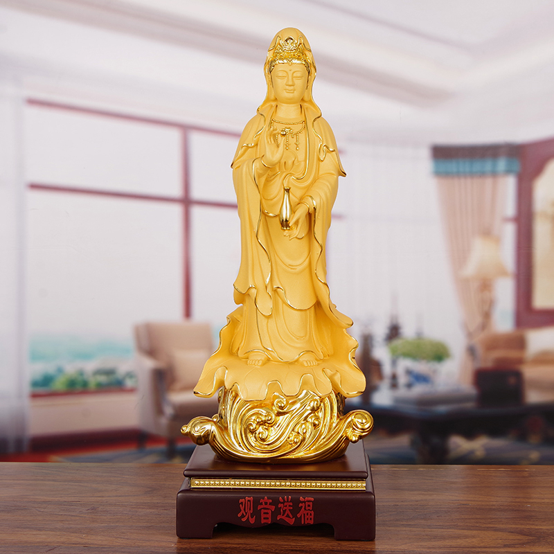 送福招财保平安观音摆件观世音菩萨佛像家用客厅中式玄关装饰摆设