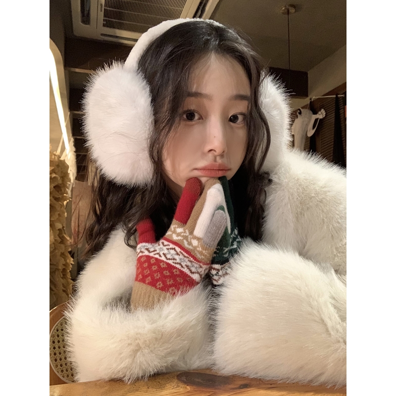 双面软糯糯可爱百搭韩版纯色保暖耳罩女冬季毛绒耳套网红加厚时尚