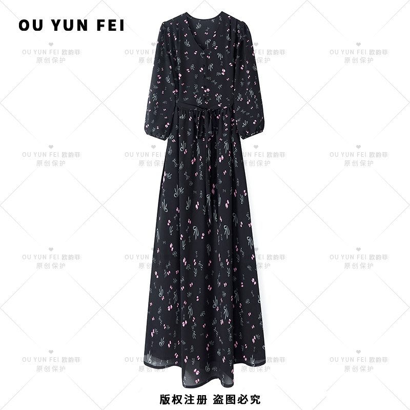 【早秋新款】法式休闲显瘦显高轻奢收腰优雅连衣裙F1555