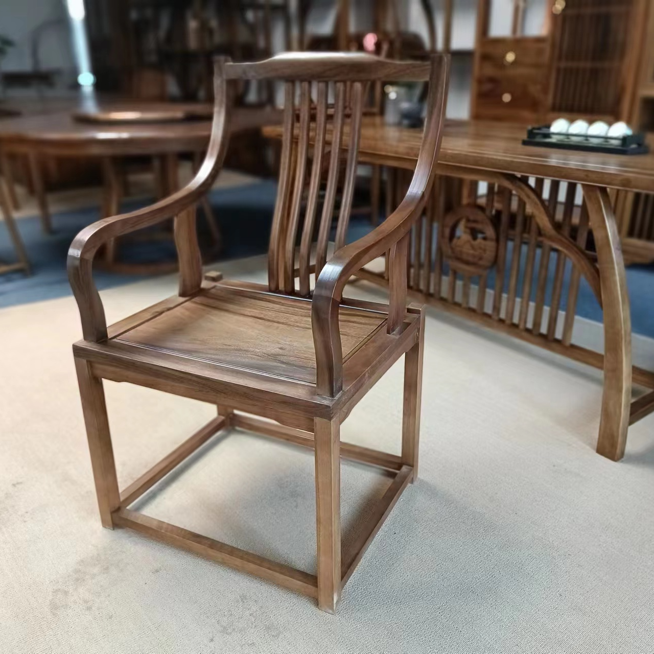 新中式君祥主人椅简约禅意茶桌椅茶椅餐桌椅子家用阳台办公官帽